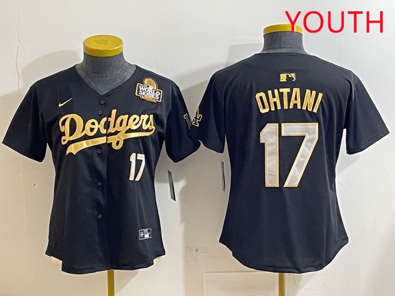 Youth Los Angeles Dodgers #17 Ohtani Black Gold Nike 2025 MLB Jersey style 4289